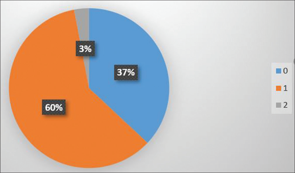 Pie chart representing number of pregnancies attained after valve surgery.